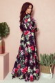 Wzorzysta sukienka maxi  (Czarny)