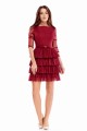 sukienka z tiulowymi falbanami (Bordowy)