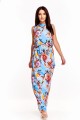 Sukienka maxi w kwiaty  (Niebieski)