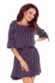 Casualowa, falbaniasta sukienka w grochy  (Granatowy)