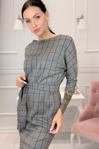 wzorzysta sukienka z wiązaniem w pasie (Multikolor)